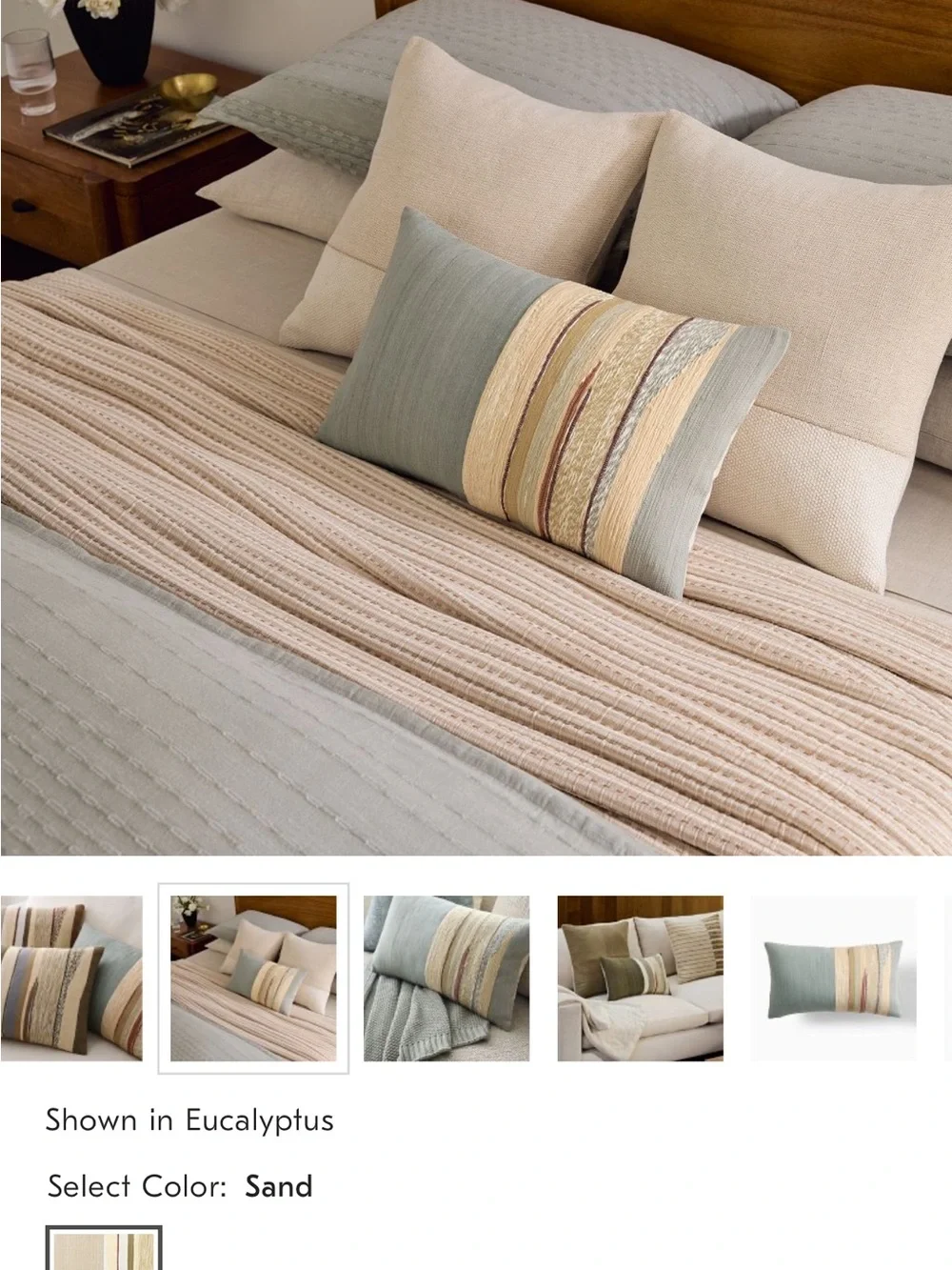 West Elm Mixed Woven Landscape Pillow Cover in Eucalyptus
